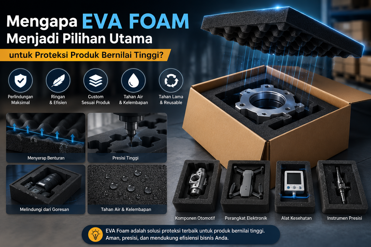 You are currently viewing Mengapa EVA Foam Menjadi Pilihan Utama untuk Proteksi Produk Bernilai Tinggi?