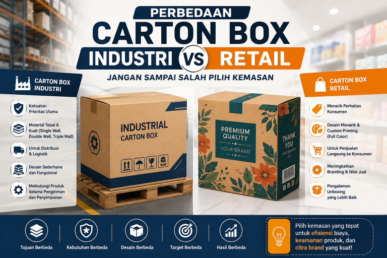 Read more about the article Perbedaan Carton Box Industri dan Carton Box Retail: Jangan Sampai Salah Pilih Kemasan
