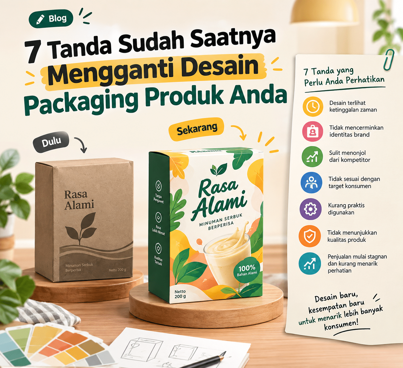 You are currently viewing 7 Tanda Sudah Saatnya Mengganti Desain Packaging Produk Anda
