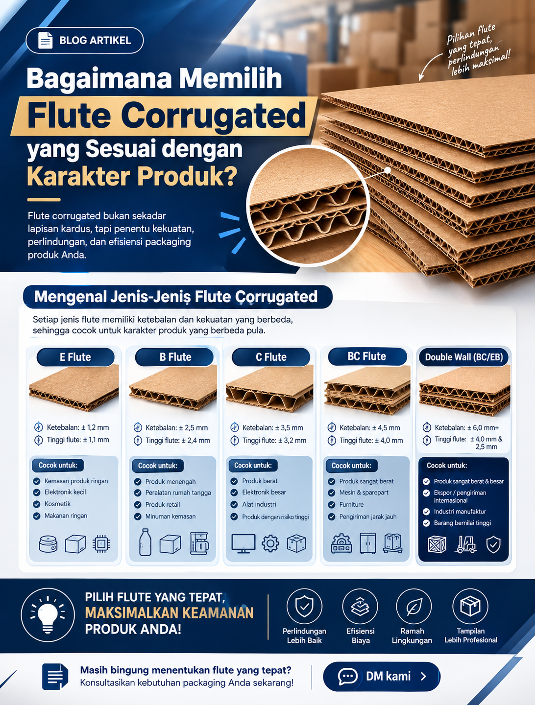 Read more about the article Bagaimana Memilih Flute Corrugated yang Sesuai dengan Karakter Produk?