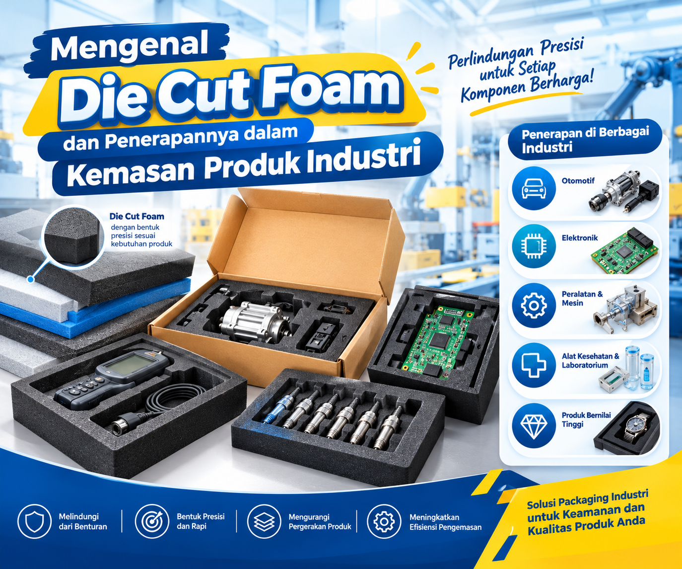 Read more about the article Mengenal Diecut Foam dan Penerapannya dalam Kemasan Produk Industri